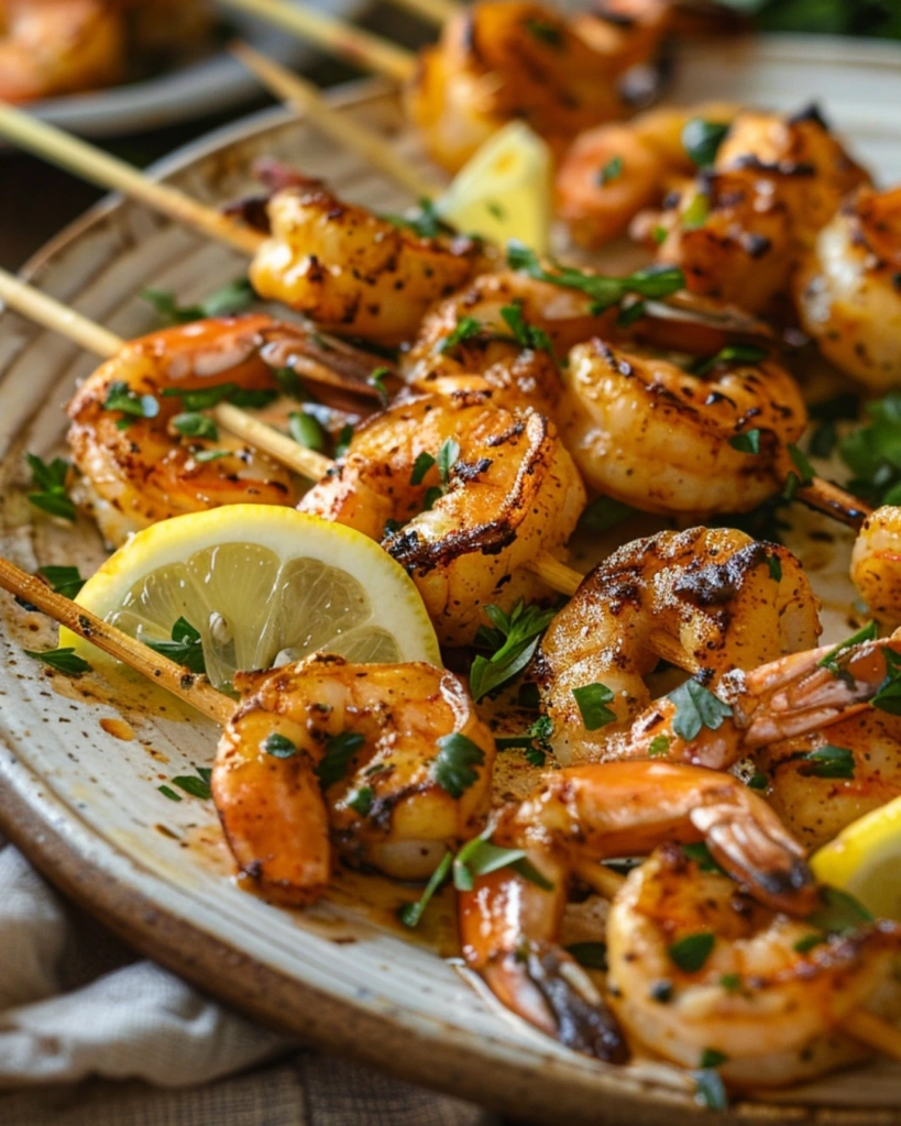 Cowboy Butter Shrimp Skewers: 5 Irresistible Reasons to Love This Recipe 3 Plated Cowboy Butter Shrimp Skewers ready to serve