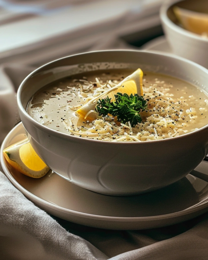 Serving Italian Penicillin Soup with lemon and crusty bread