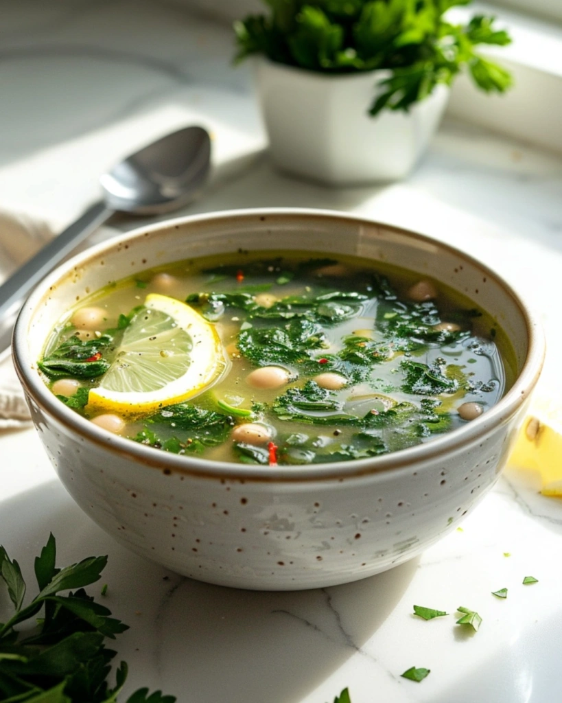 Spinach and White Bean Soup: 5 Simple Wellness Secrets 4 Serving Spinach and White Bean Soup in a modern home kitchen