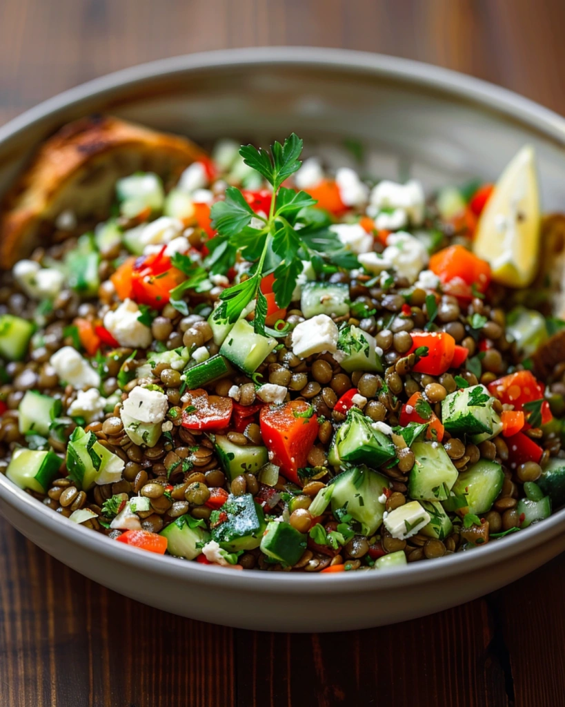 Lentil Salad Recipe: 7 Powerfully Simple Reasons to Make This Vibrant Bowl 3 Served lentil salad with toast and lemon