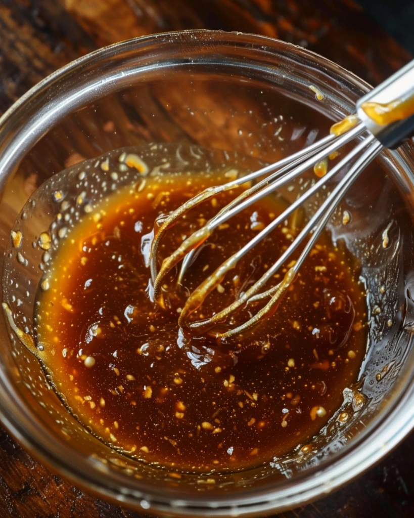 mixing honey garlic marinade for salmon skewers