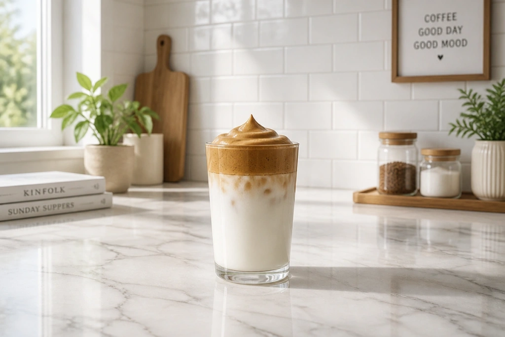 Whip Up Delicious Dalgona Coffee in Just a Few Steps! 2 Dalgona coffee with whipped coffee foam and milk