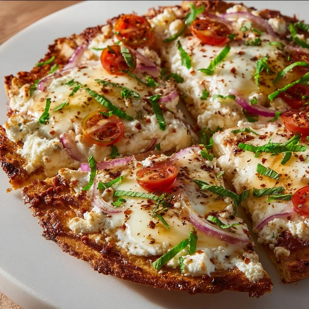 Cottage Cheese Flatbread Pizza Serving