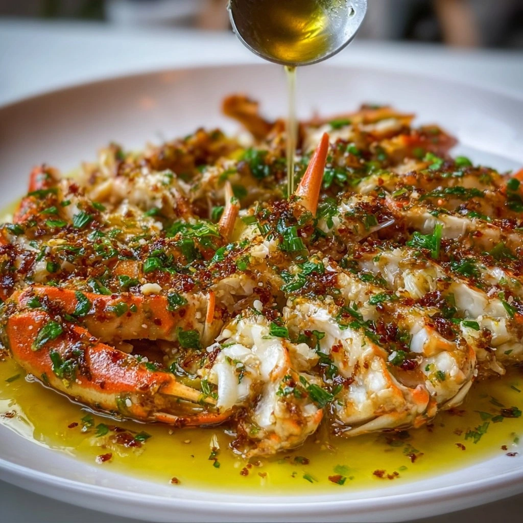Garlic Butter Crab Meat serving