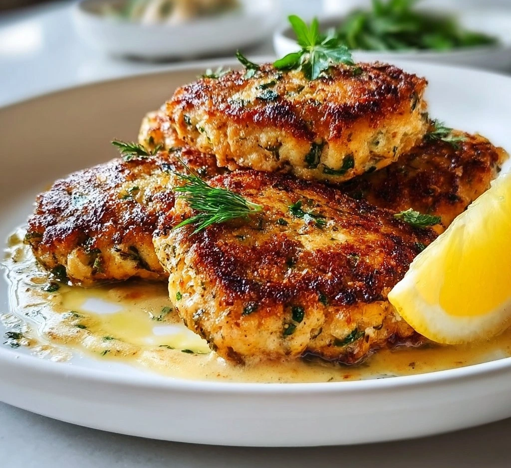 Lemon Herb Chicken Patties: Quick and Delicious Dinner Option 2 Lemon Herb Chicken Patties serving