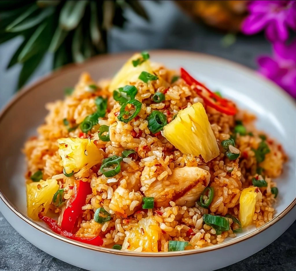 Pineapple Chicken Fried Rice Serving