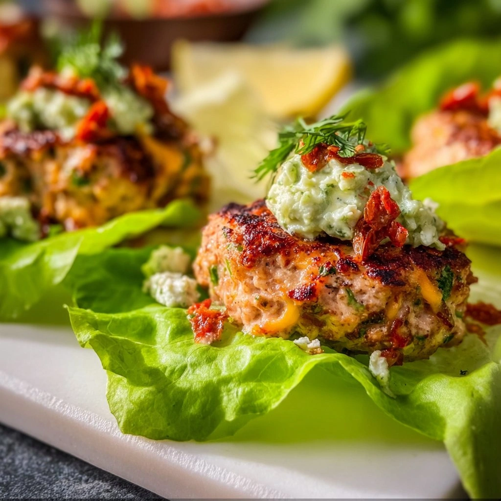 Juicy High-Protein Turkey Burger Lettuce Wraps – Easy 24-Minute Meal 2 Turkey Burger Lettuce Wraps serving