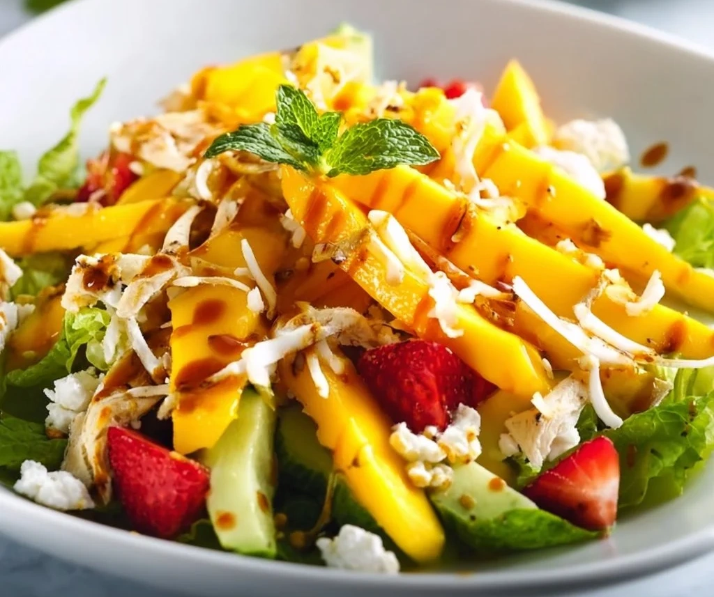 Fresh mango salad with vibrant colors and tropical ingredients