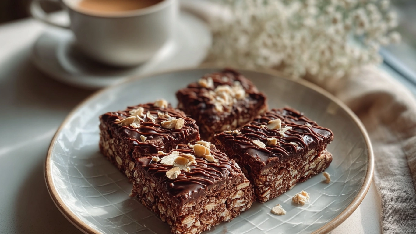 Cookie Bars with Oats & Cocoa in a modern kitchen