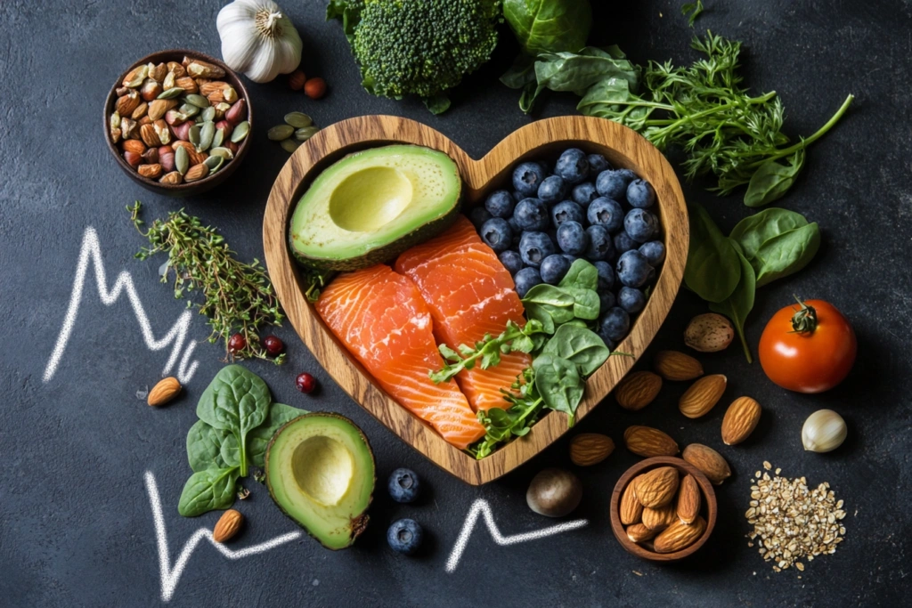 u2739558835 A heart shaped wooden bowl filled with healthy fo ac7ad0da 34d0 4cd1 9e5d e970df9a2a8d 0