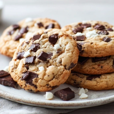 Soft Cottage Cheese Chocolate Cookies stacked on a white plate in a sunlit kitchen setting.