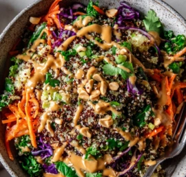 Crunchy Thai Quinoa Salad with Peanut Dressing