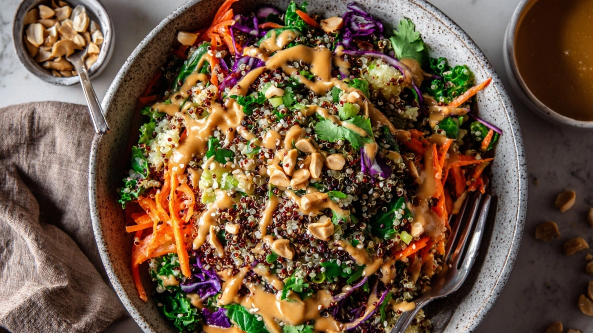 Crunchy Thai Quinoa Salad with Peanut Dressing