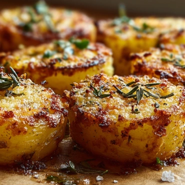 Crispy garlic parmesan potatoes roasted until golden with a cheesy crust and fresh parsley