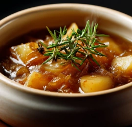 french onion soup potatoes with caramelized onions and broth