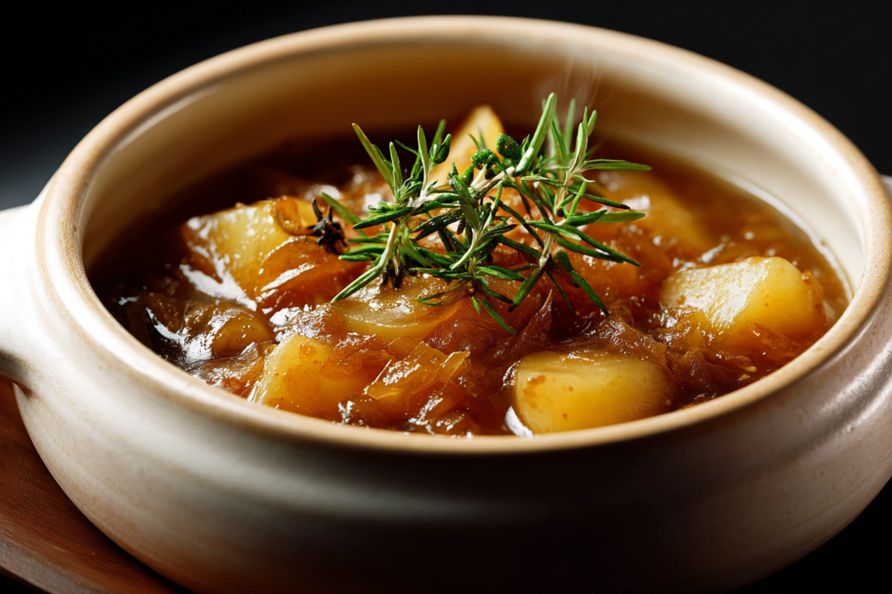 french onion soup potatoes with caramelized onions and broth