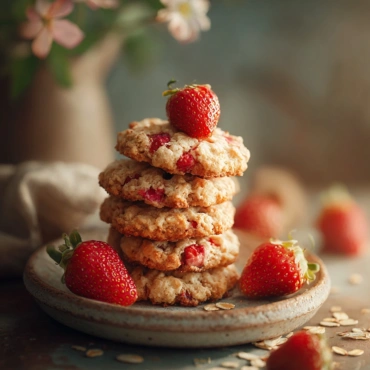 Perfect Strawberry Oatmeal Cookies: Easy Healthy Ready in 30 Minutes 3 Perfect Strawberry Oatmeal Cookies on a cooling rack in a bright modern kitchen