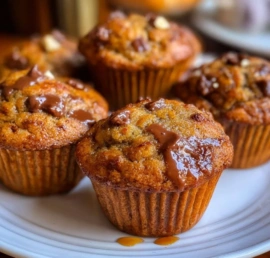 Delicious brown butter banana muffins fresh out of the oven