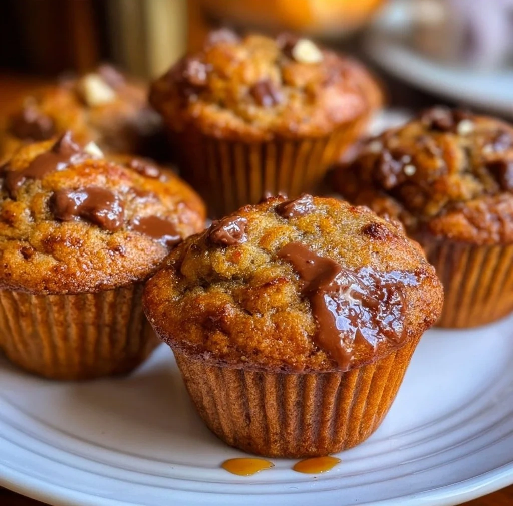 Delicious brown butter banana muffins fresh out of the oven