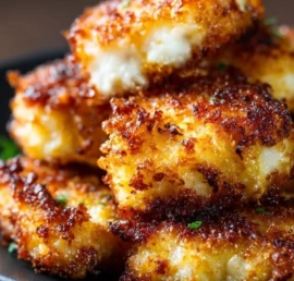 Cheesy cottage cheese bites served on a plate, ideal for snacking.