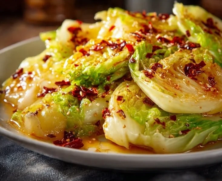 Plate of delicious Chinese Fried Cabbage stir-fry