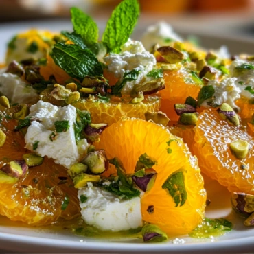 Citrus feta salad with orange segments pistachios and mint