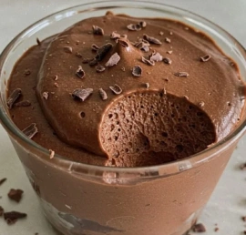Delicious Cottage Cheese Chocolate Mousse dessert in a glass bowl