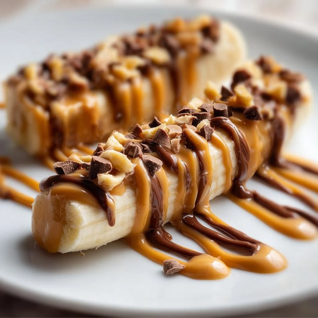 Low calorie frozen banana snickers dessert on a plate