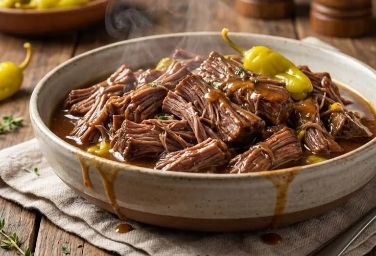Delicious Mississippi Pot Roast served with vegetables
