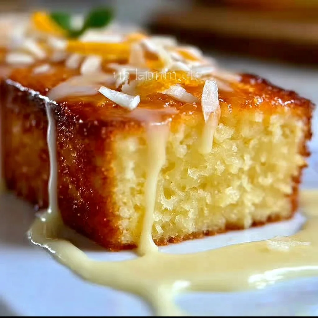 Moist gluten-free lemon yogurt cake served on a plate