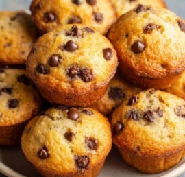 Moist mini chocolate chip muffins baked to perfection with chocolate chips