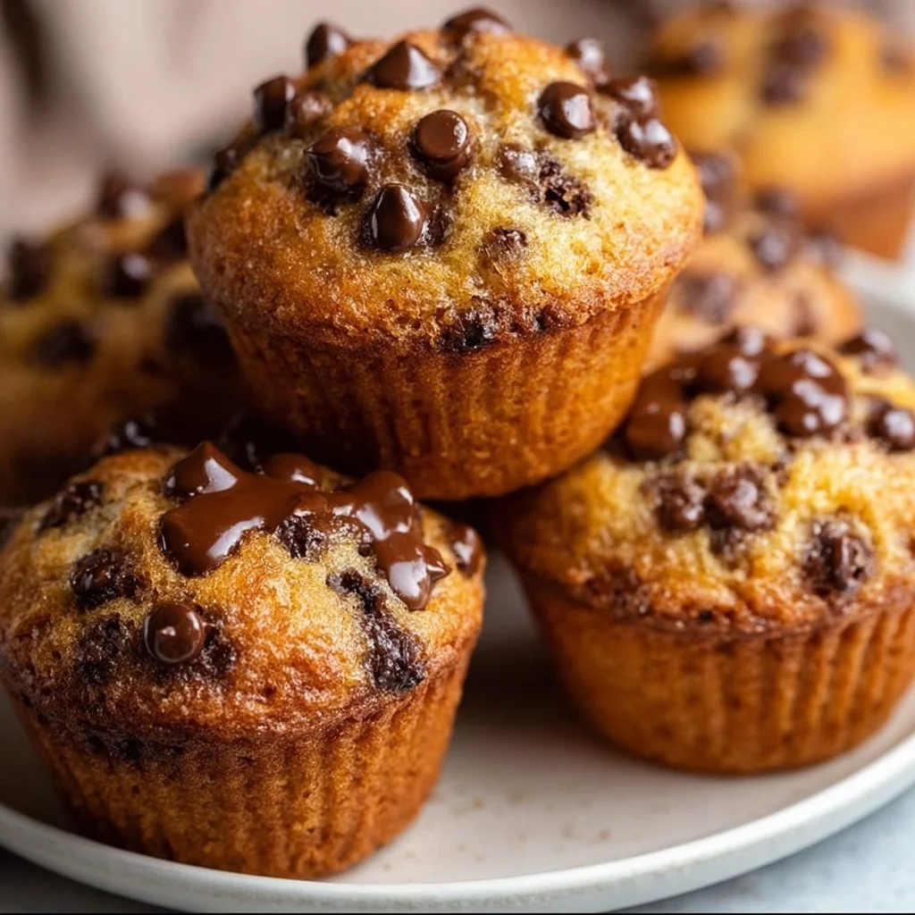 Delicious moist mini chocolate chip muffins on a cooling rack