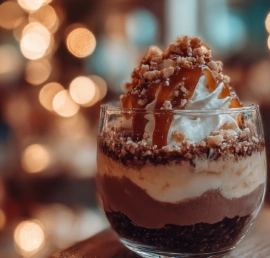 Delicious Peanut Butter Cup Cottage Cheese Mousse served in a dessert bowl.