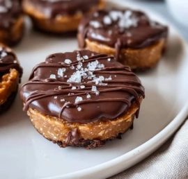 Homemade Peanut Butter Oat Cups served on a wooden table