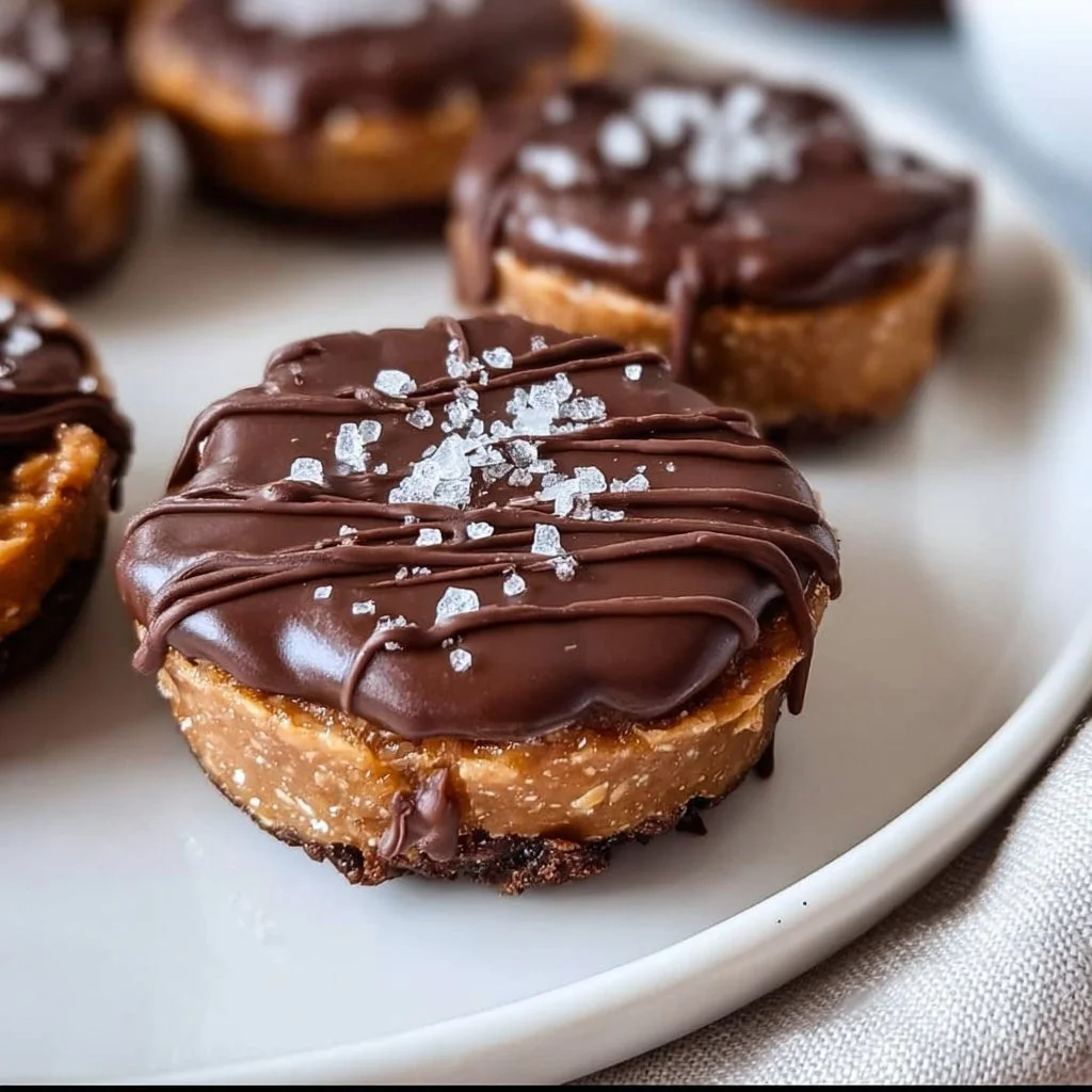Homemade Peanut Butter Oat Cups served on a wooden table