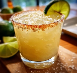 Smoky Agave Margarita Mocktail served in a stylish glass with a garnish.