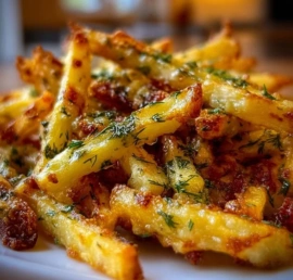 Crispy dill pickle fries served with dipping sauce on a plate
