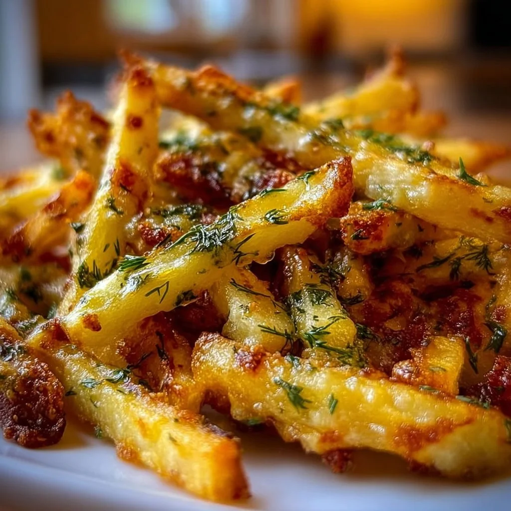 Crispy dill pickle fries served with dipping sauce on a plate