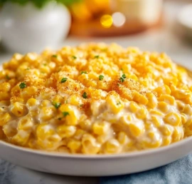 Delicious bowl of easy creamed corn served as a side dish.