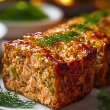 Delicious and easy salmon loaf served on a plate with herbs
