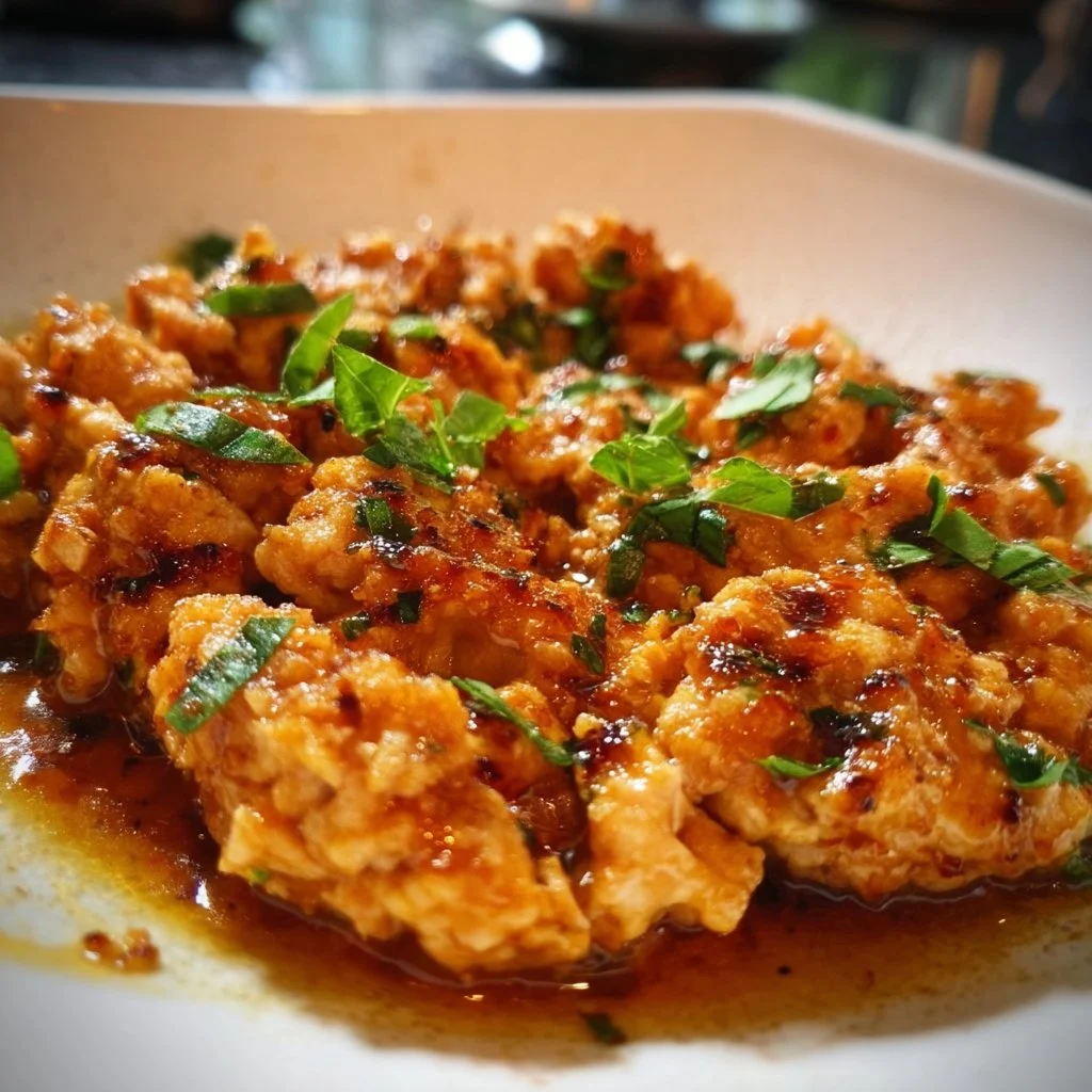 Plate of quick and easy ground chicken dinner with vegetables