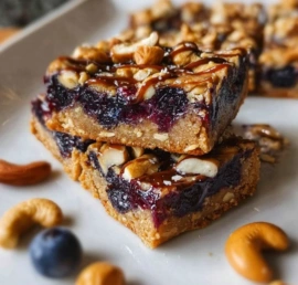 Blueberry Vanilla Cashew Snack Bars for healthy snacking