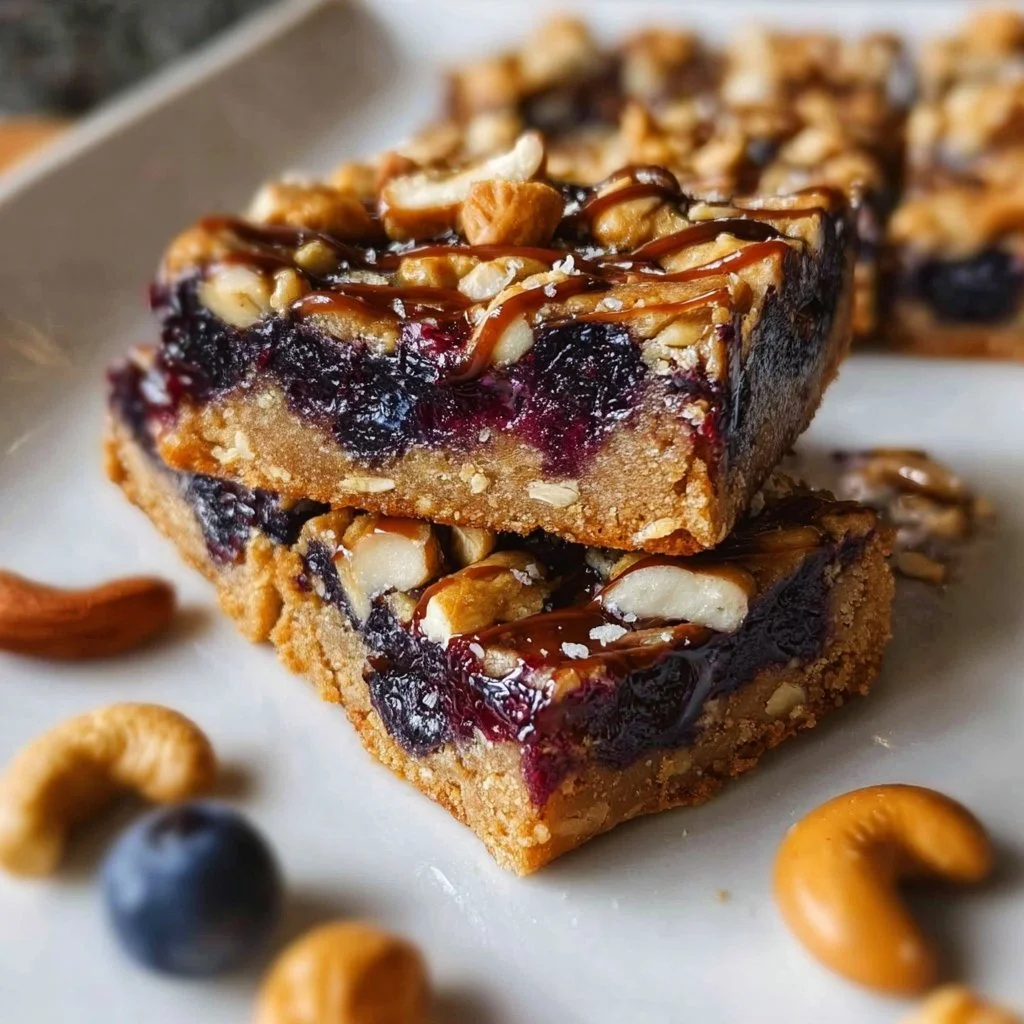 Blueberry Vanilla Cashew Snack Bars for healthy snacking