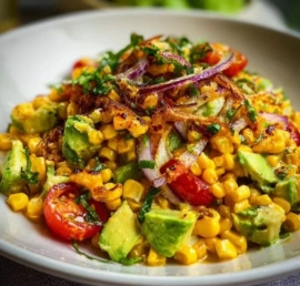 Delicious Corn Avocado Salad with fresh ingredients and vibrant colors