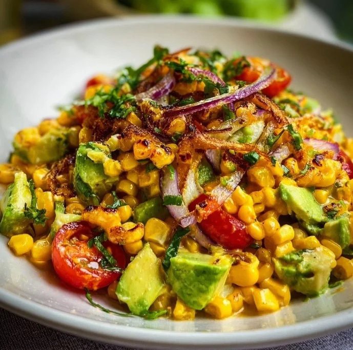 Delicious Corn Avocado Salad with fresh ingredients and vibrant colors