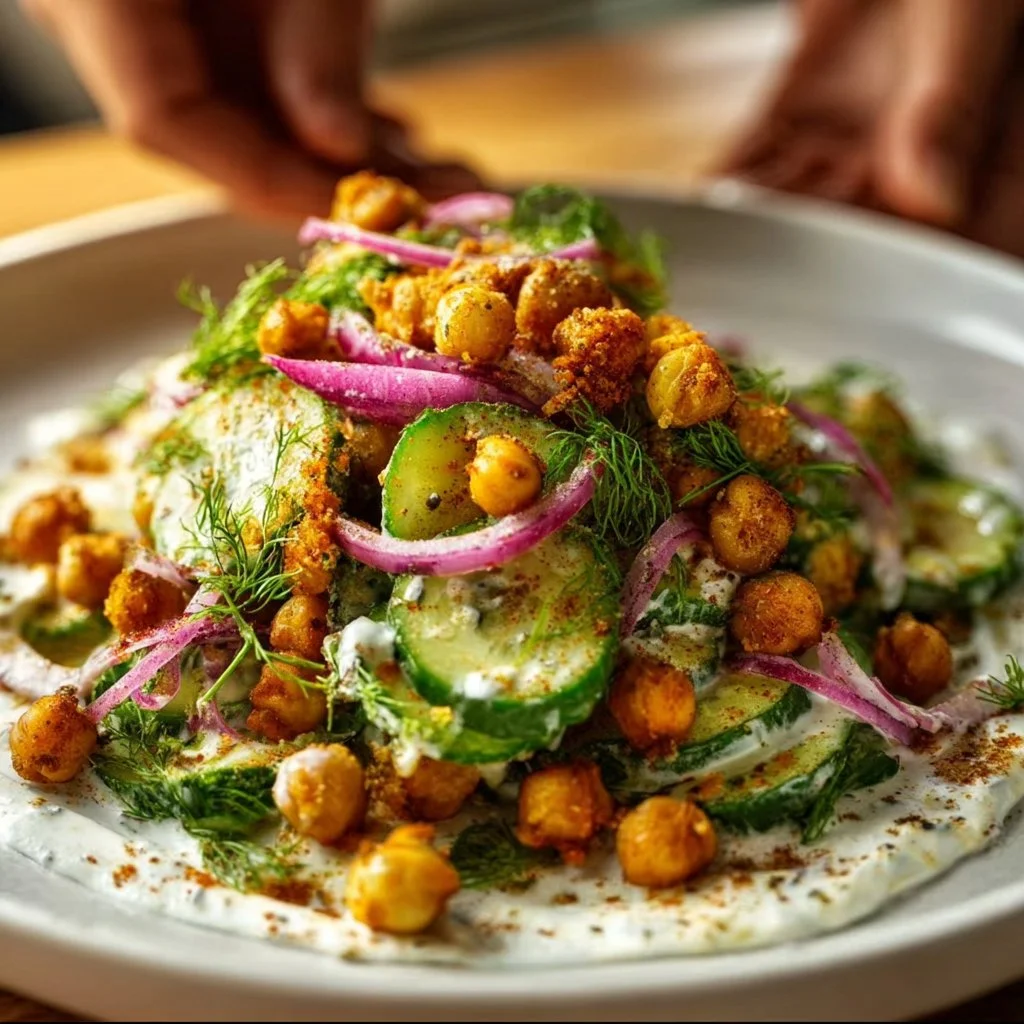 Crispy Cucumber Chickpea Ranch Salad