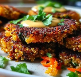 Crunchy quinoa veggie patties ready to be served