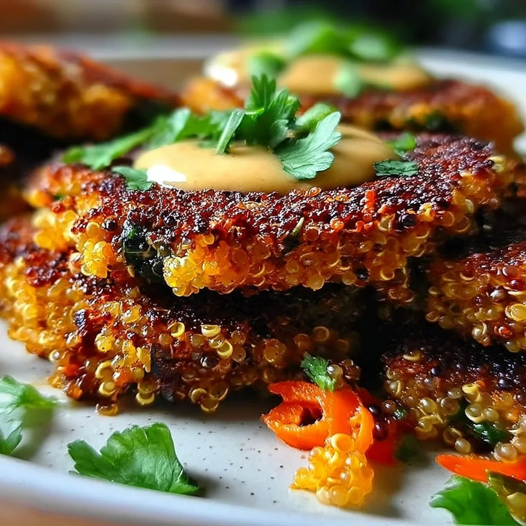 Crunchy quinoa veggie patties ready to be served
