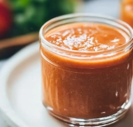 Delicious and healthy carrot apple smoothie in a glass