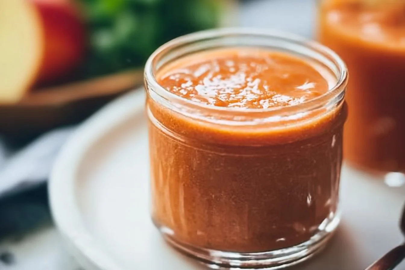 Delicious and healthy carrot apple smoothie in a glass